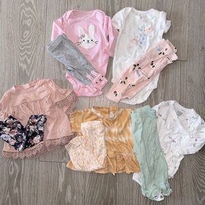 Baby Girl 2 Piece Outfit Bundle Sizes 0-3 3M 3-6 and 6 Months